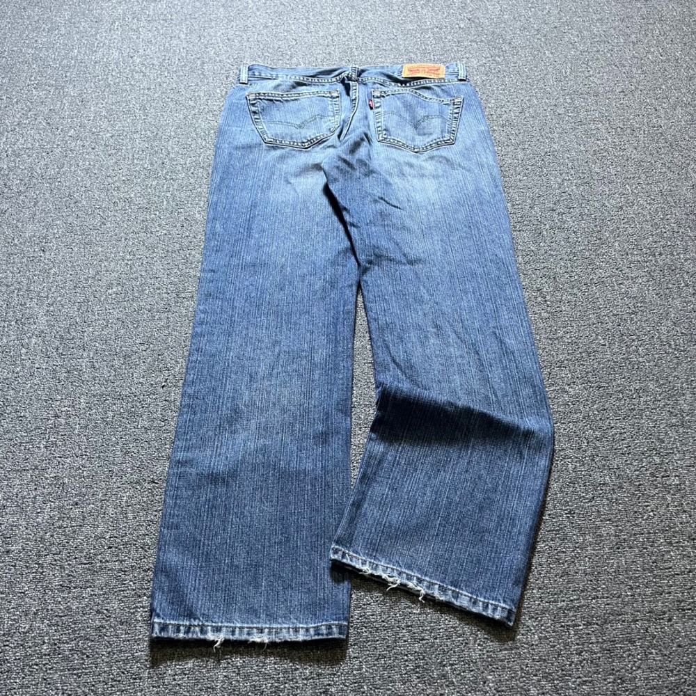 Levis 559 Relaxed Straight Jeans W34 L32 Blue Faded Distressed Hems Y2K